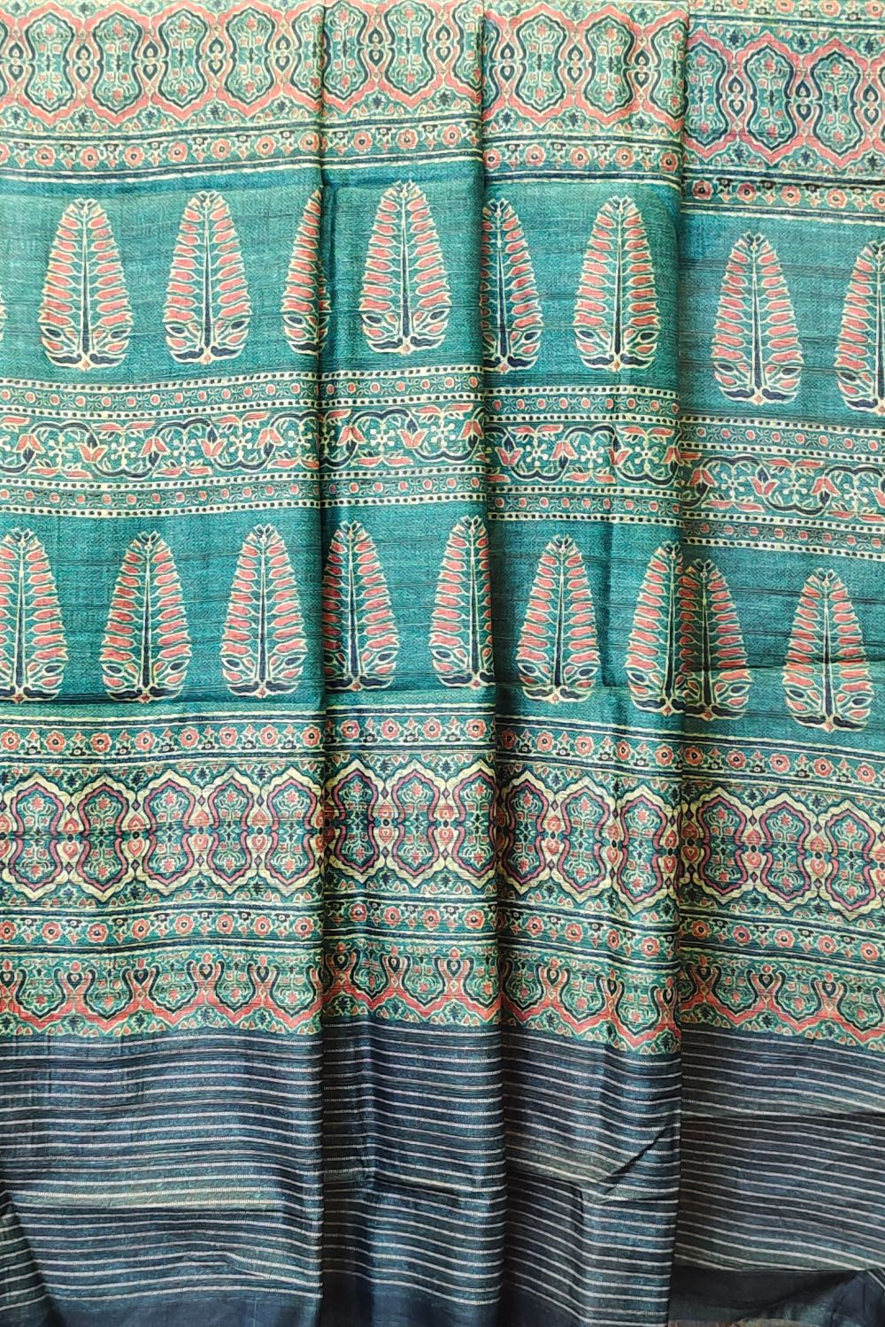 Art Silk Dark Green Printed Saree