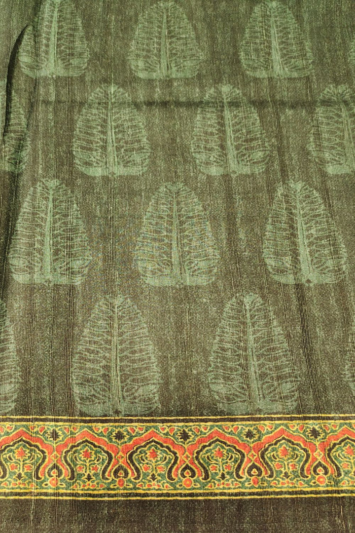 Art Silk Dark Green Printed Saree