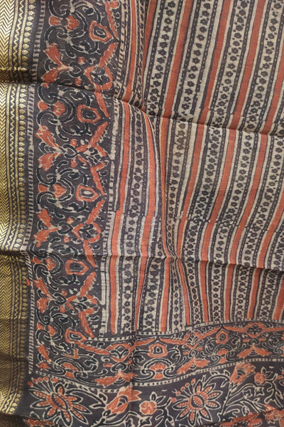 Night Brown Chanderi Printed Unstitched Salwar Suits