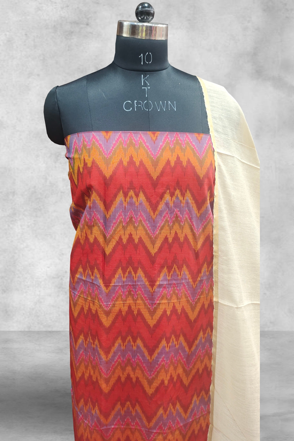 Silk Cotton Ikat Printed Unstitched Salwar Suits