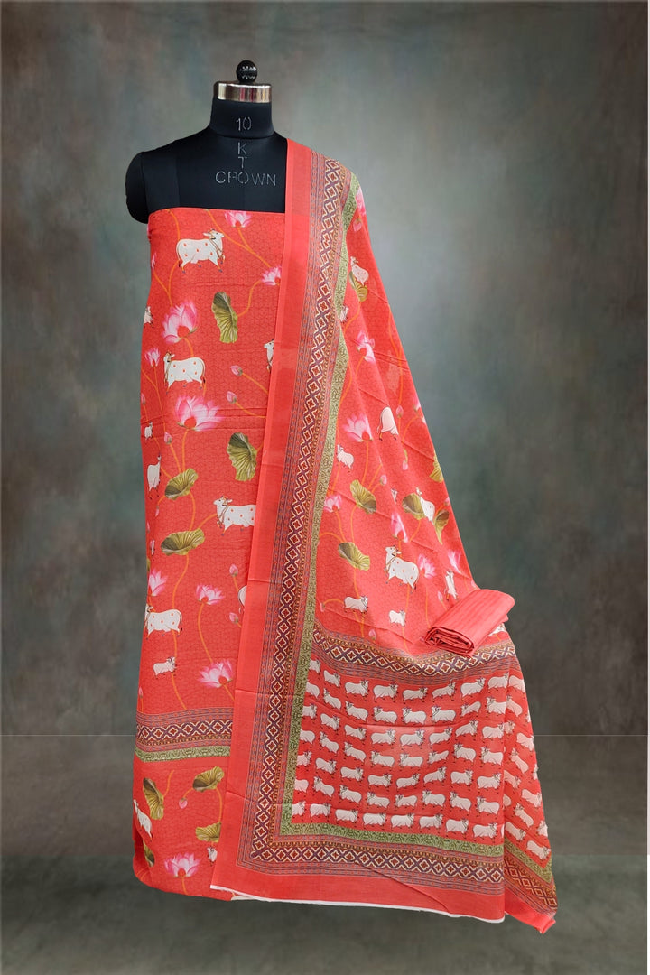 Soft Chanderi Printed Unstitched Salwar Suits