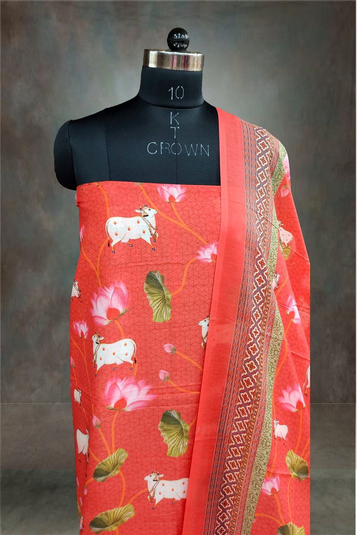 Soft Chanderi Printed Unstitched Salwar Suits