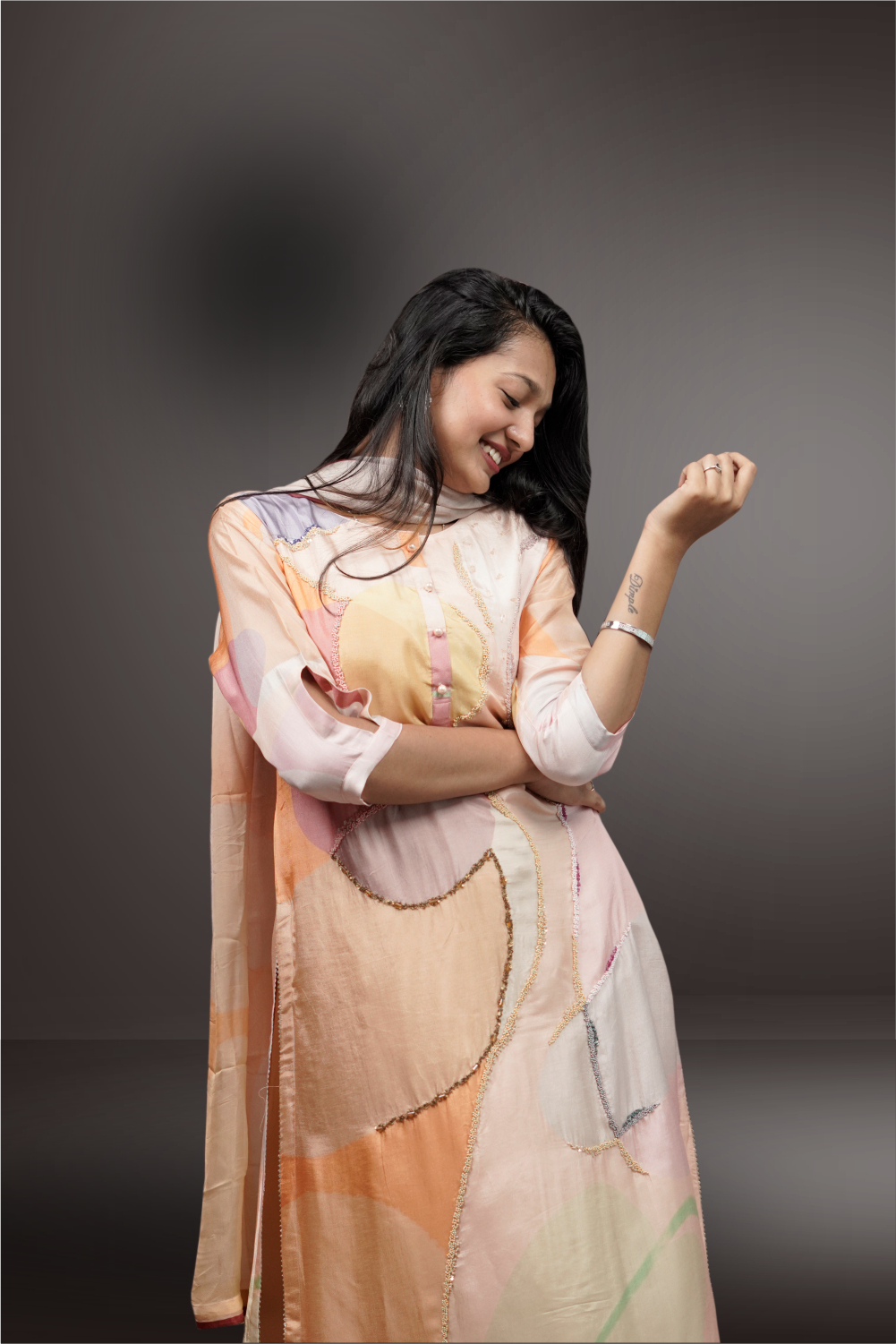 Multicolor Silk Beads & Sequins Worked Salwar Kameez