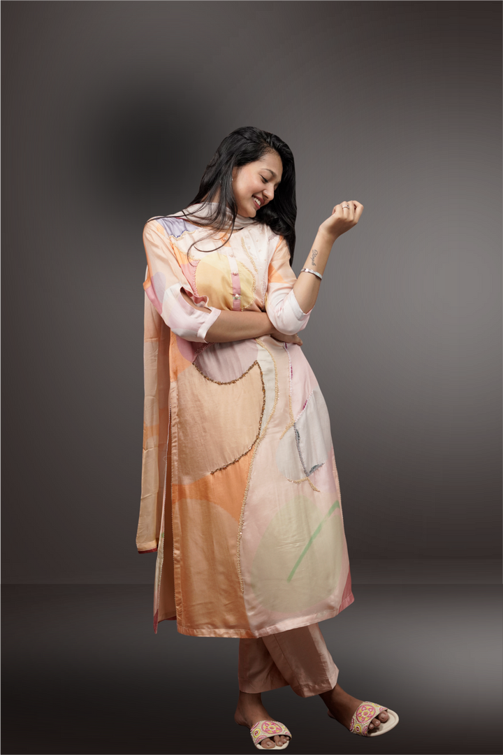 Multicolor Silk Beads & Sequins Worked Salwar Kameez