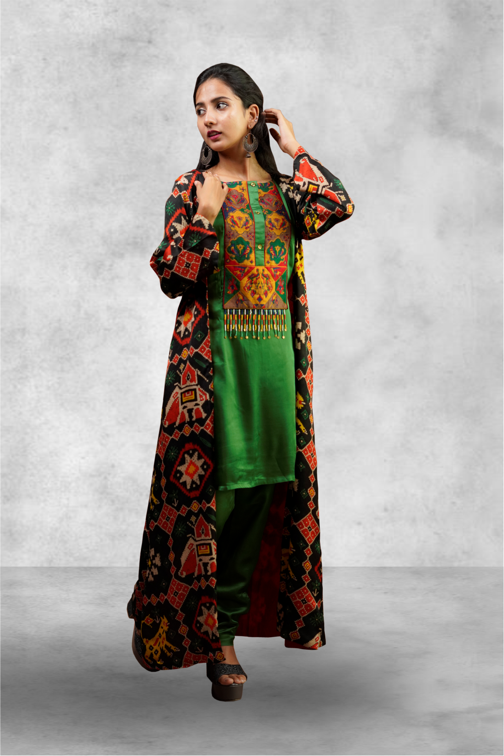 Dark Green Charmouse Silk Embroidery Designed Anarkali Suit