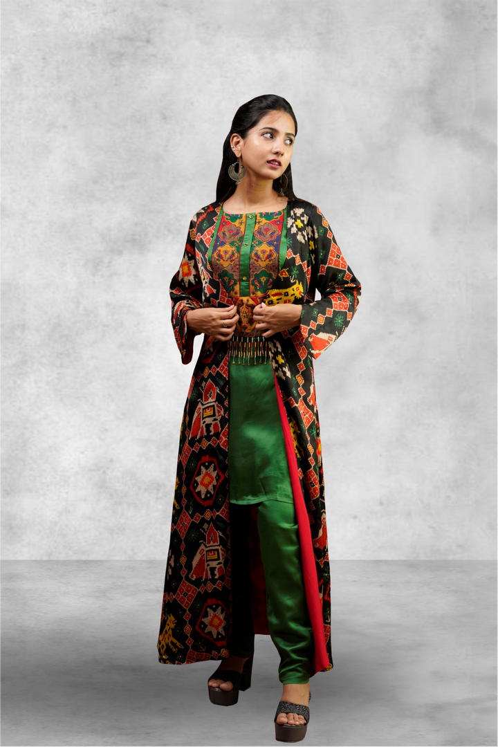 Dark Green Charmouse Silk Embroidery Designed Anarkali Suit