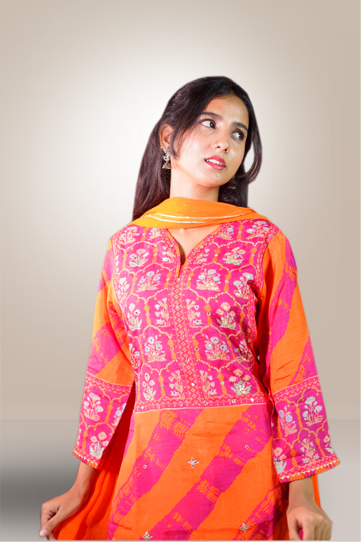 Pure Chanderi Silk Printed Salwar Kameez