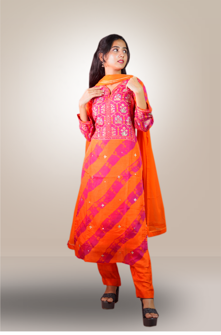 Pure Chanderi Silk Printed Salwar Kameez