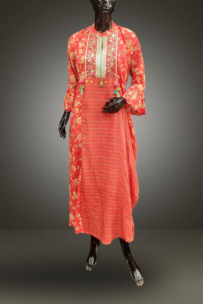 Crepe Floral Printed with Embroidered Anarkali Gown