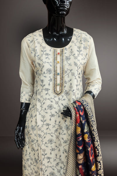 Silk Thread Embroidered Salwar Kameez with Banaras Dupatta