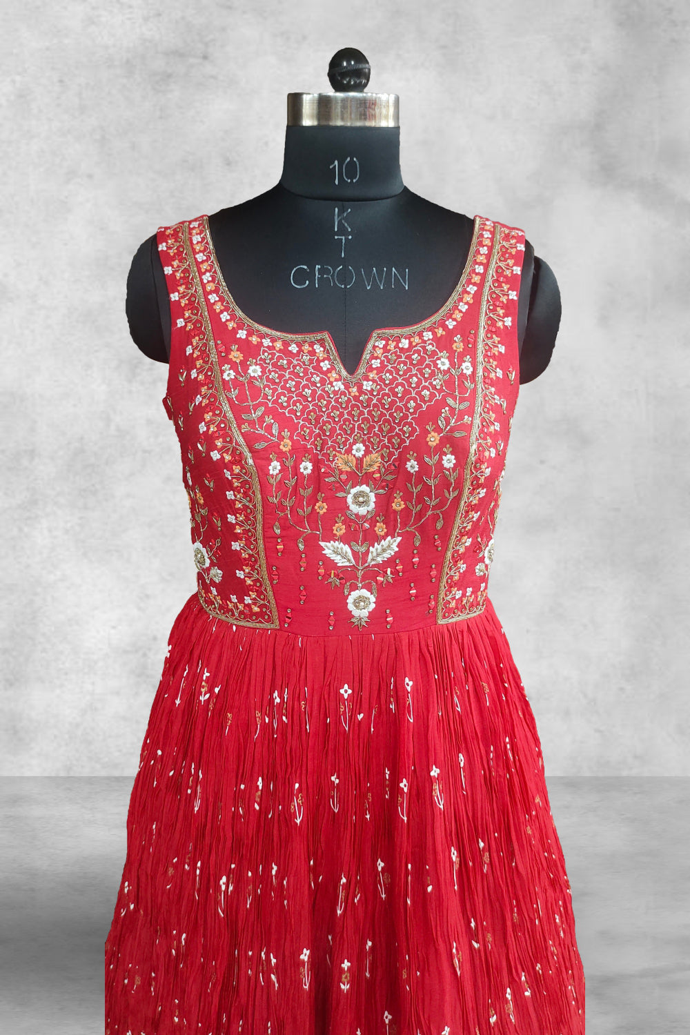 Chanderi Printed with Zari Embroidery and Stone work Anarkali Suit