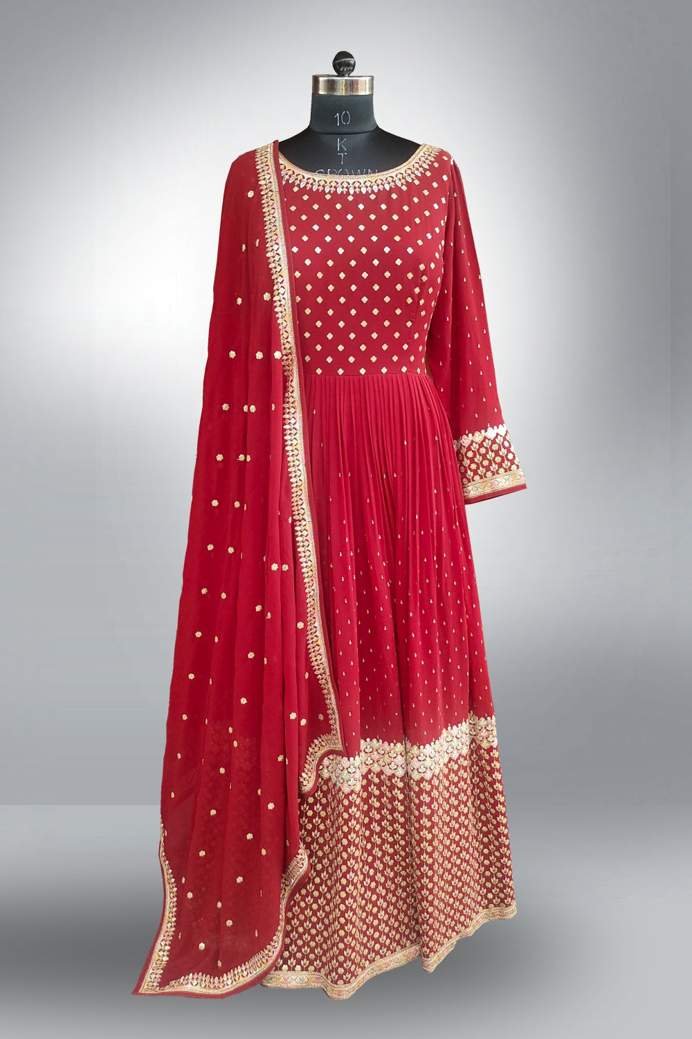 Maroon Georgette Sequins Embroidered Anarkali Suit