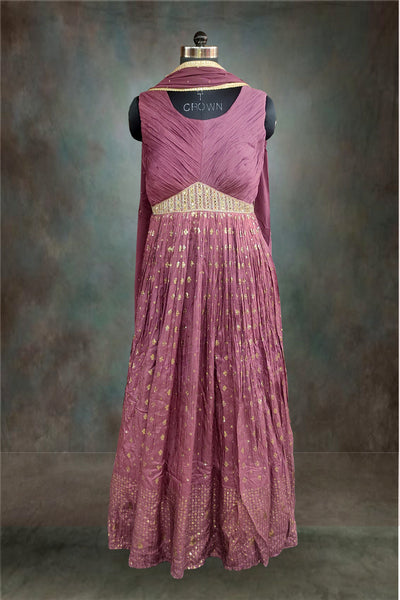 Georgette Sequins Mirror and Beads Work Anarkali Suit