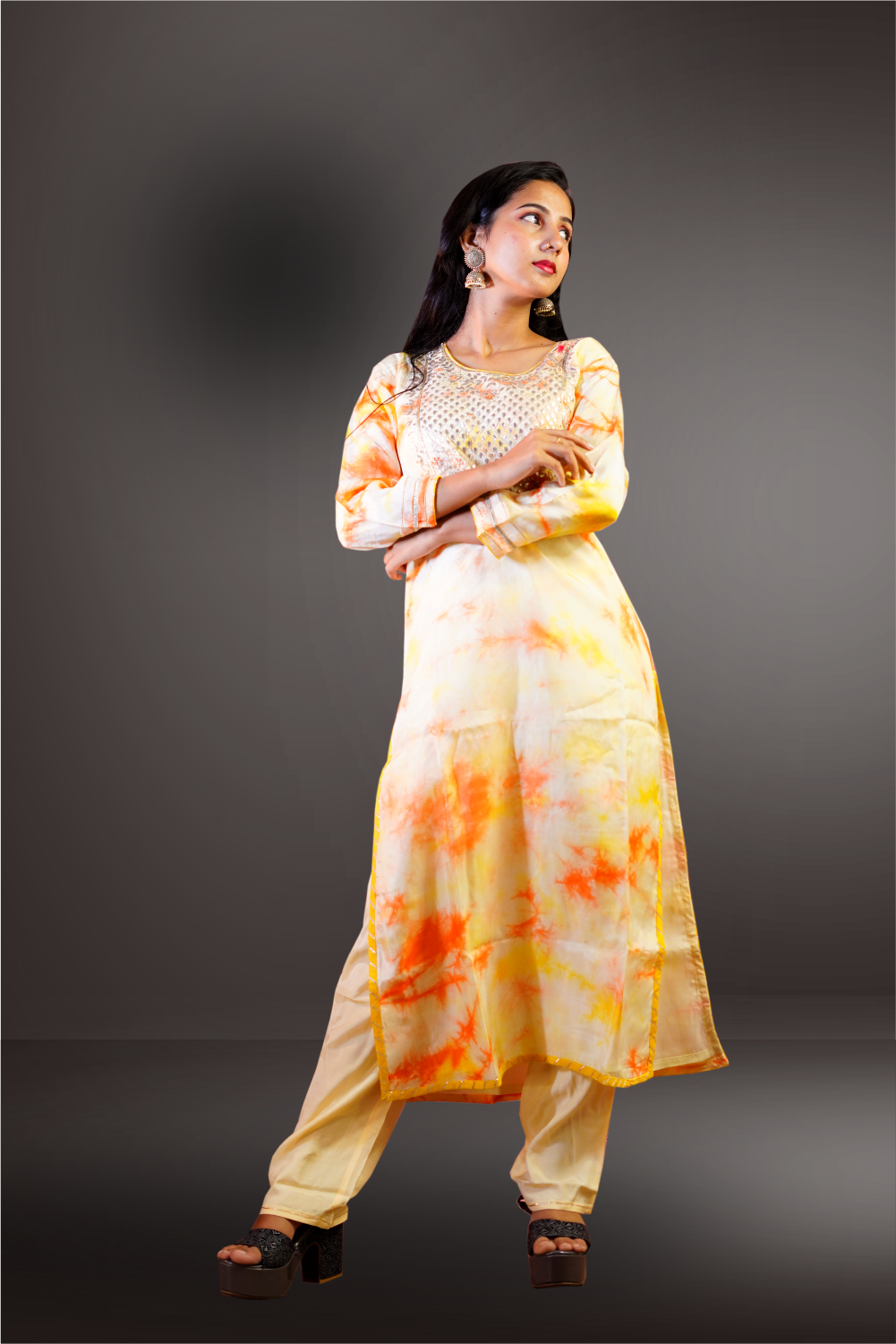 Yellow Color Chanderi Gota Patti Worked Salwar Kameez