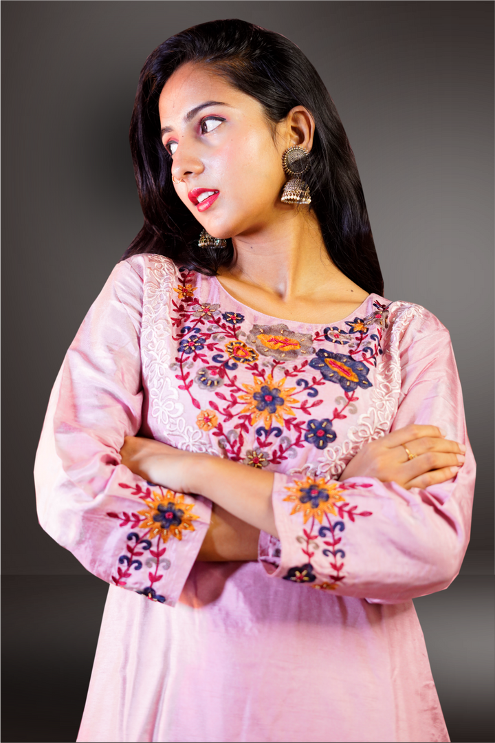 Peach Color Embroidery Worked Salwar Kameez