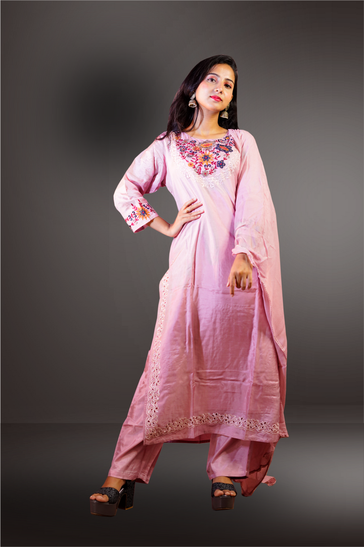 Peach Color Embroidery Worked Salwar Kameez