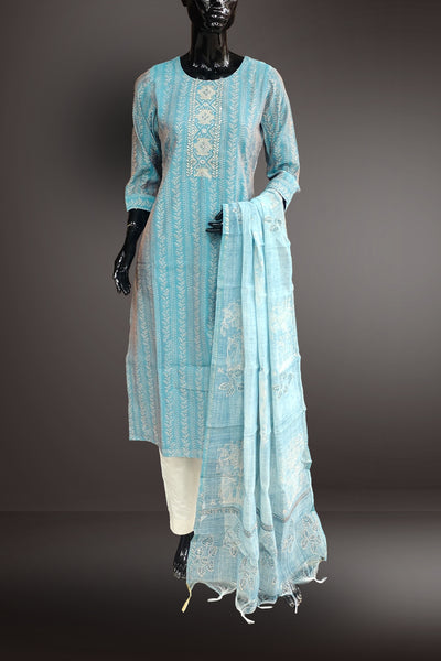 Cotton Printed with Zari Embroidered and Pearl Work Salwar Kameez
