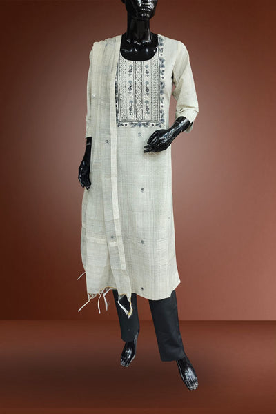 Grey Cotton Thread Embroidered Salwar Kameez