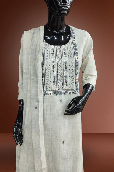 Grey Cotton Thread Embroidered Salwar Kameez