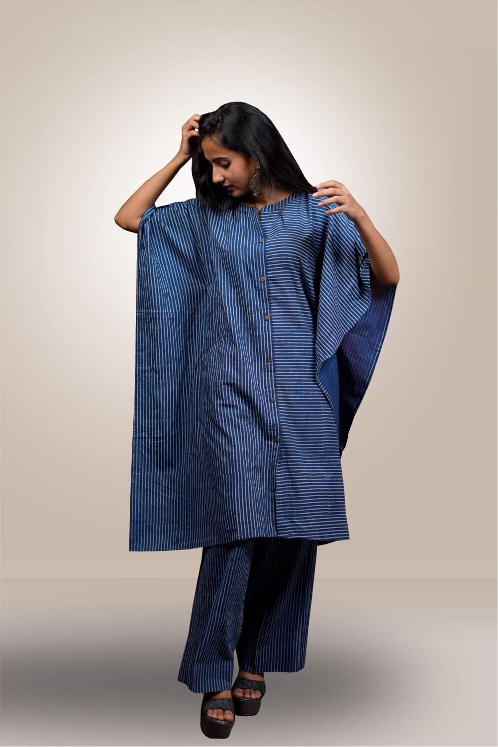 Ink Blue Color Jaipur Cotton Block Printed Coord Set