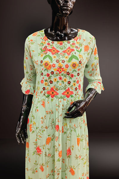 Georgette Floral Printed Long Gown