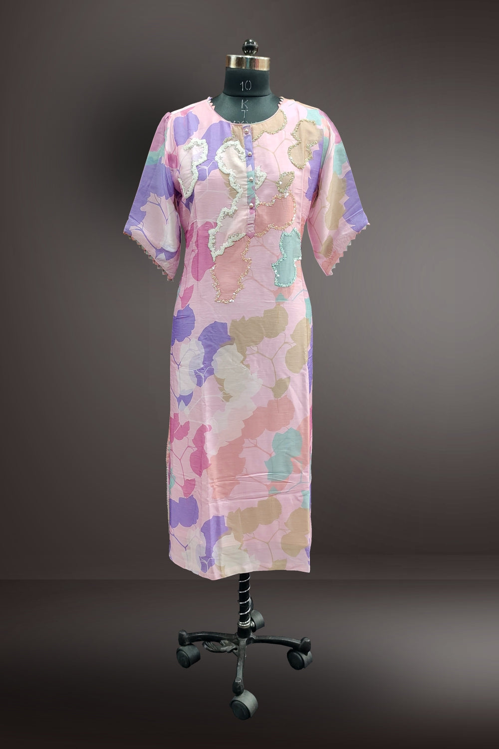 Multicolor Printed with Sequins and Pearl Work Kurti