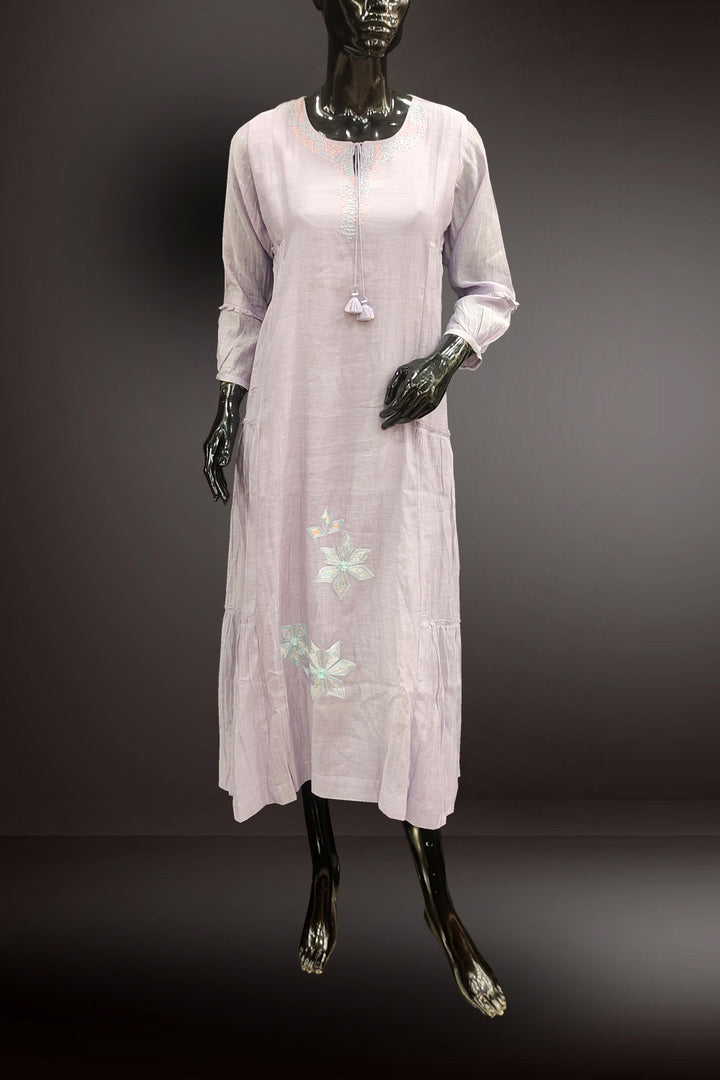 Linen Thread Embroidered Gown