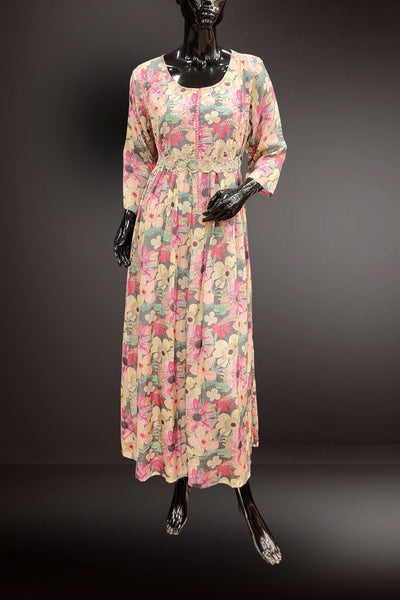 Multicolor Floral Printed with Sequins Work Anarkali Gown