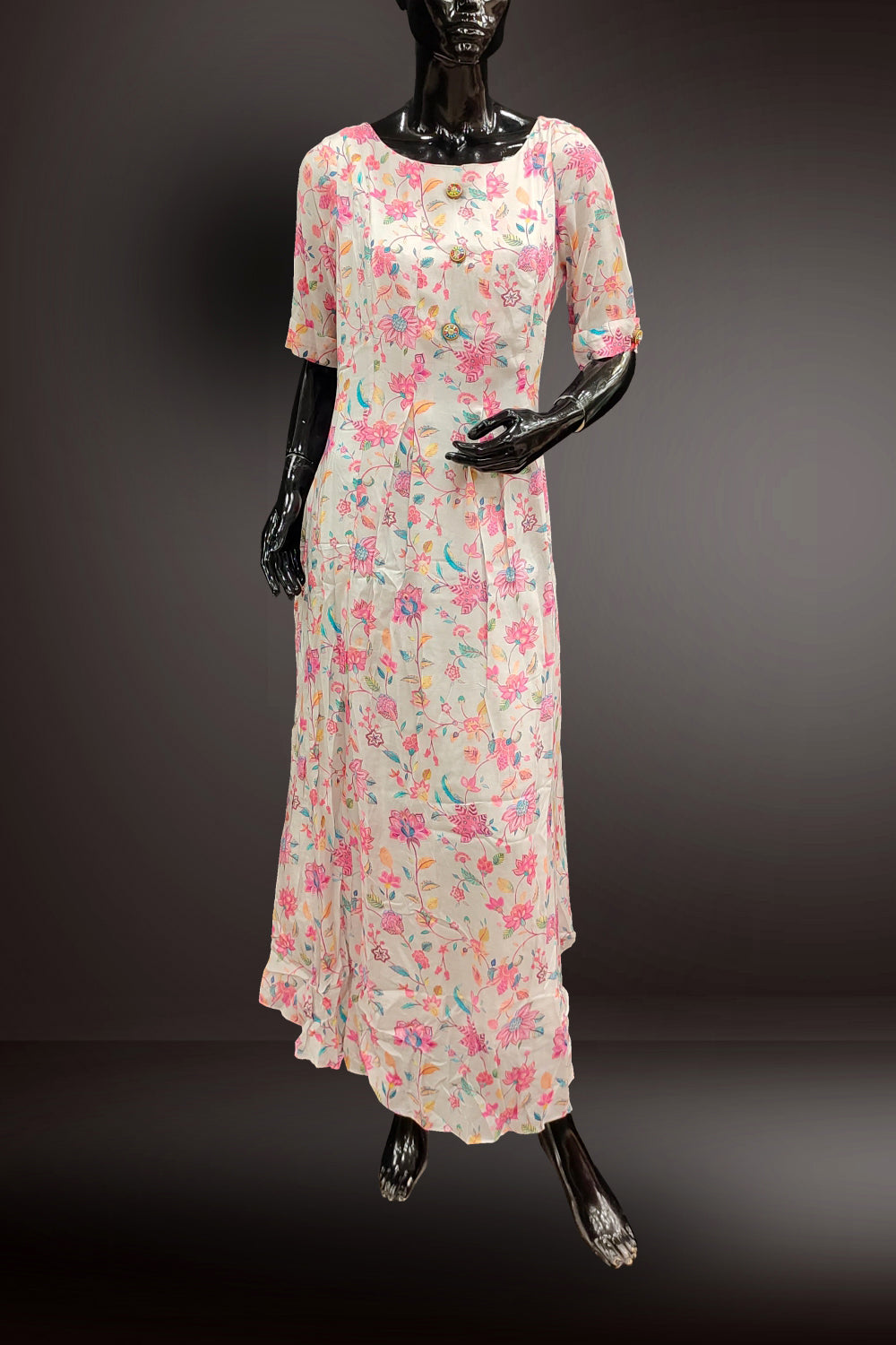 Multicolor Crepe Floral Printed Gown