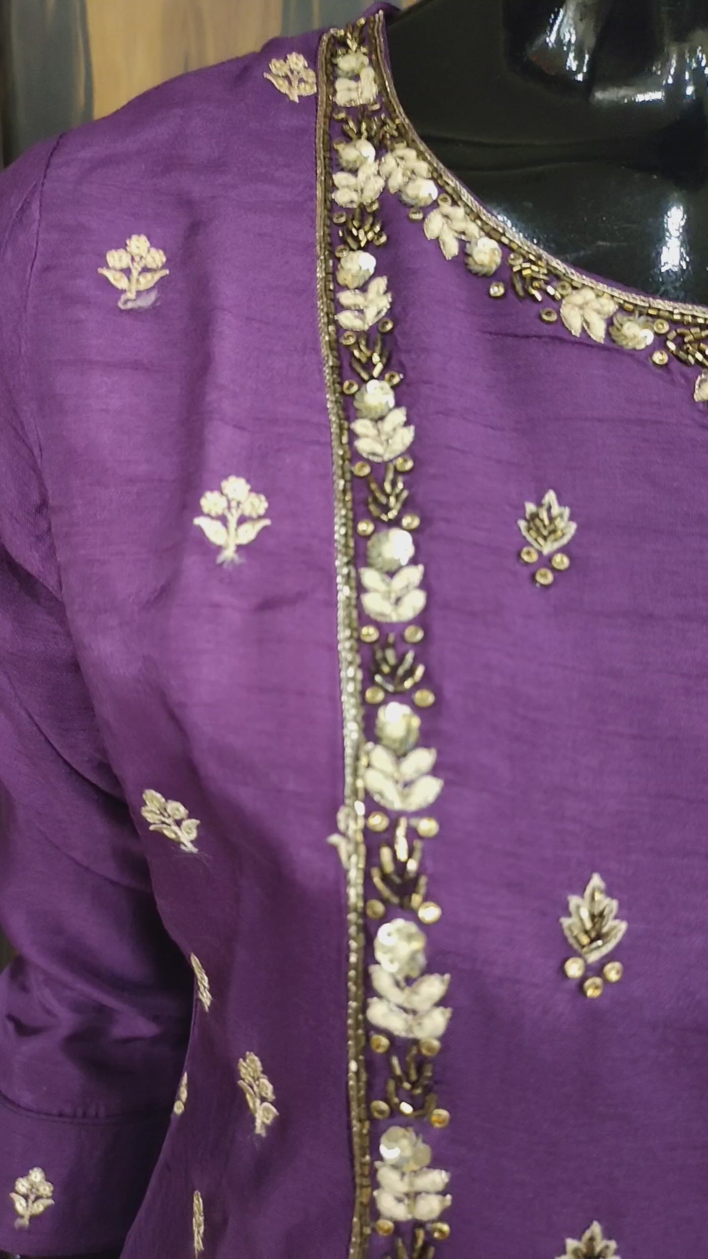Semi Silk Embroidered with Beads Work Salwar Kameez
