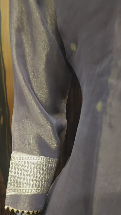 Tissue Silk Zari Weaving with Mirror and Beads Work Salwar Kameez