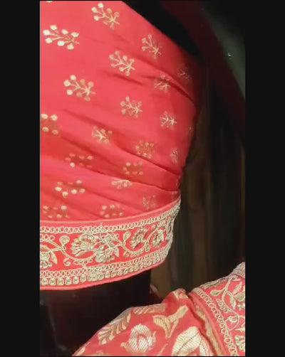 Zari Weaving Pure Silk Pink Lehenga with Unstitched Blouse